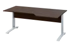 EZK 18 - 186 stůl kancelářský, rohový, pravý, kovová podnož bílá, deska 18 mm, široký 1800 mm, ořech